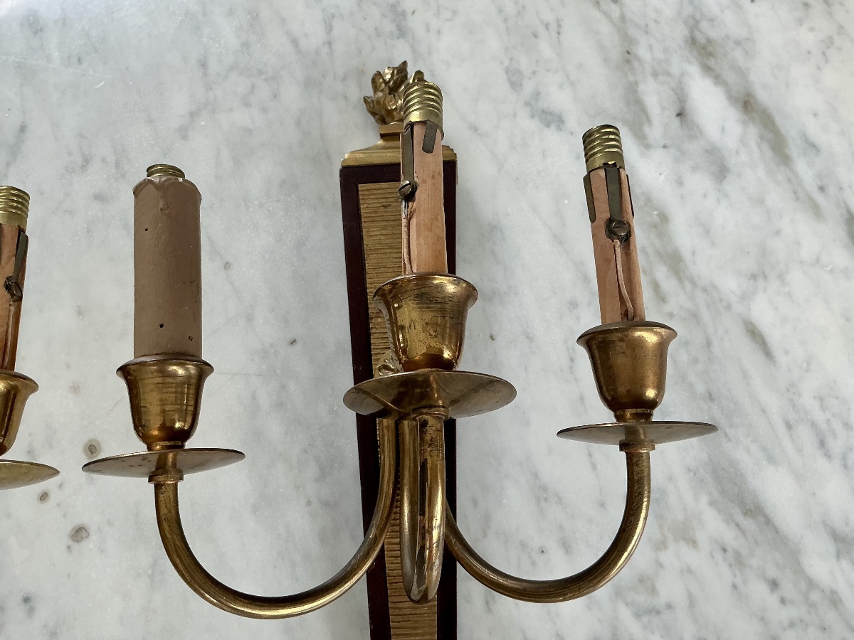 Pair Of Neoclassical Wall Sconces Attributed To André Airbus, 1940-photo-3