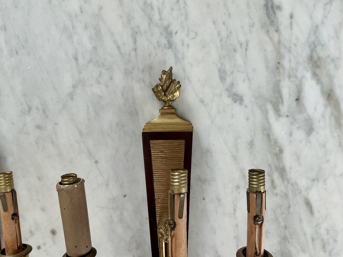 Pair Of Neoclassical Wall Sconces Attributed To André Airbus, 1940-photo-4