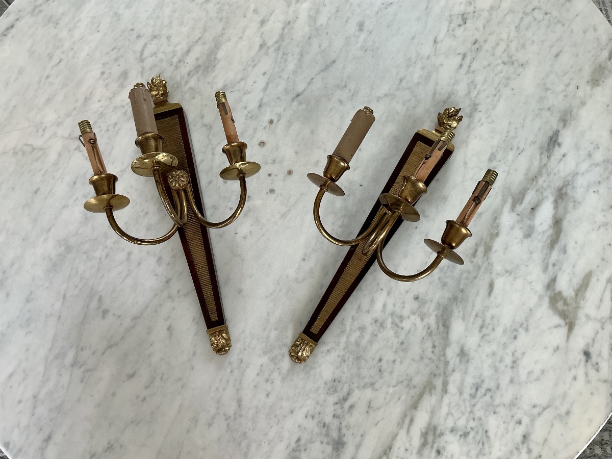 Pair Of Neoclassical Wall Sconces Attributed To André Airbus, 1940-photo-1