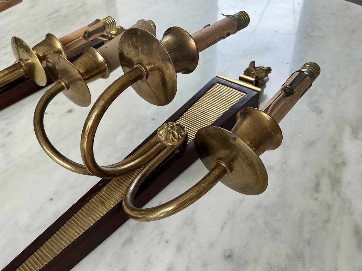 Pair Of Neoclassical Wall Sconces Attributed To André Airbus, 1940-photo-3