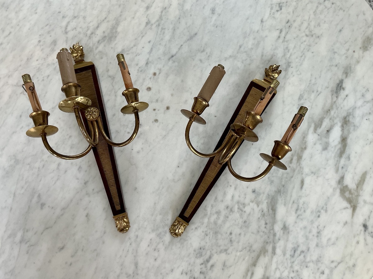 Pair Of Neoclassical Wall Sconces Attributed To André Airbus, 1940-photo-5