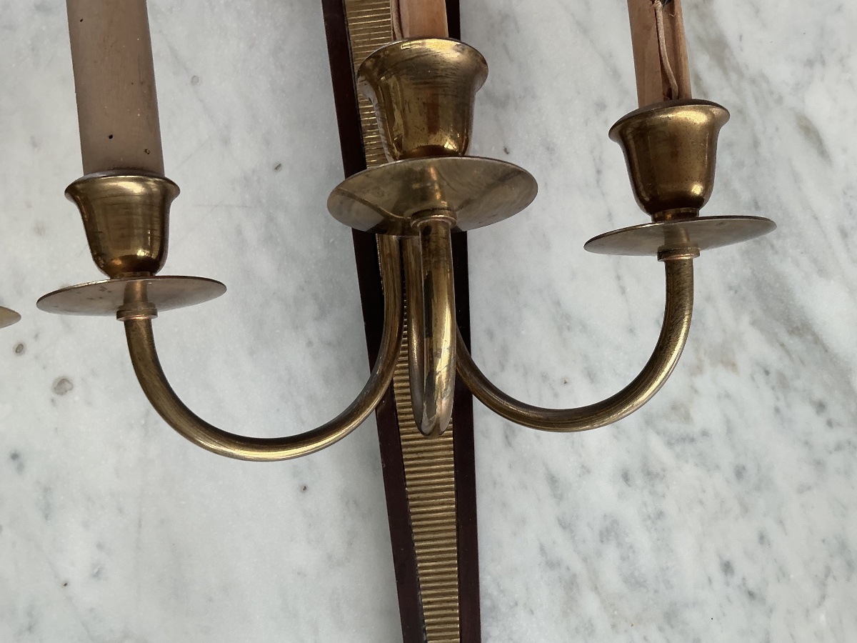 Pair Of Neoclassical Wall Sconces Attributed To André Airbus, 1940-photo-6