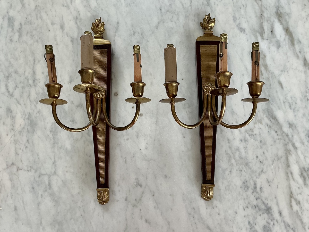 Pair Of Neoclassical Wall Sconces Attributed To André Airbus, 1940