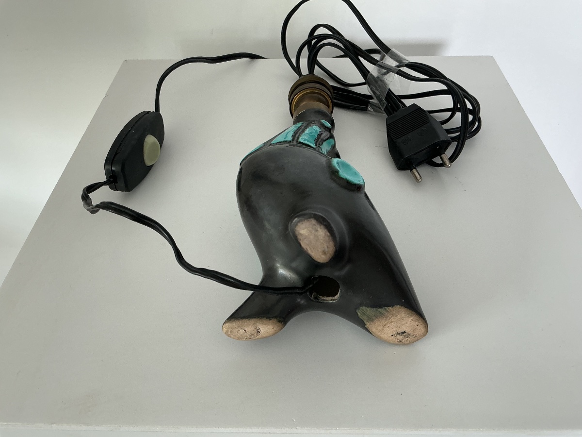 Small Ceramic Bird Lamp, 1950-photo-3