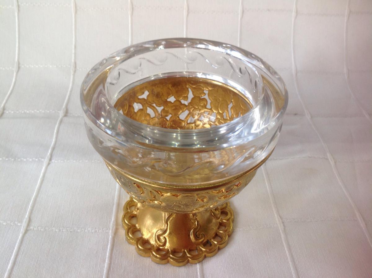 Cup Gilt Bronze And Crystal Signed E Enot Paris-photo-2