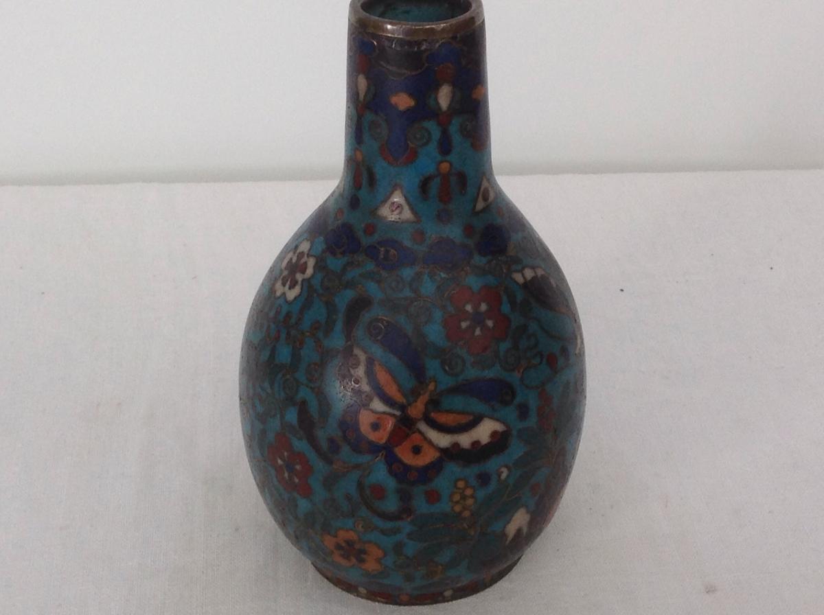 Vase In Cloisonne XIX Email-photo-3