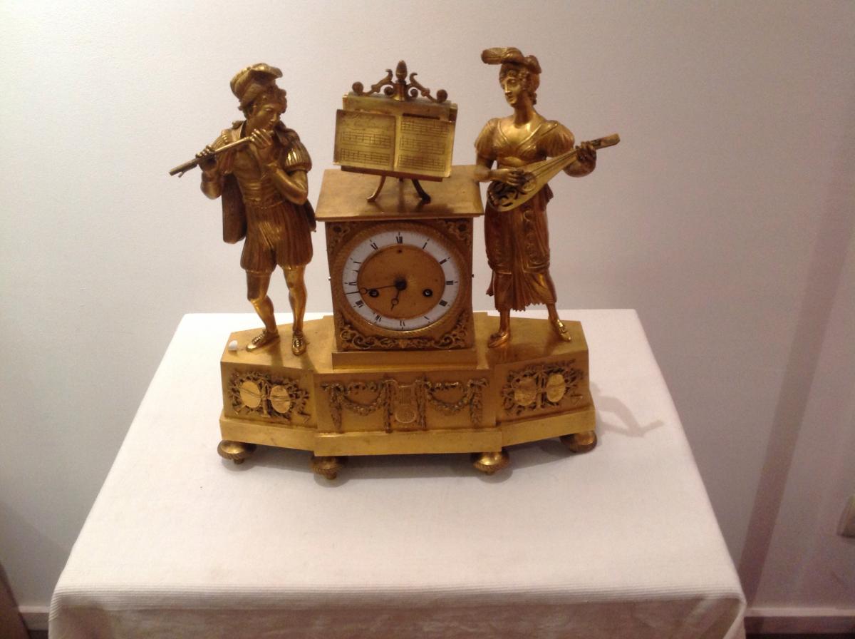 Large Gilt Bronze Clock Early XIX