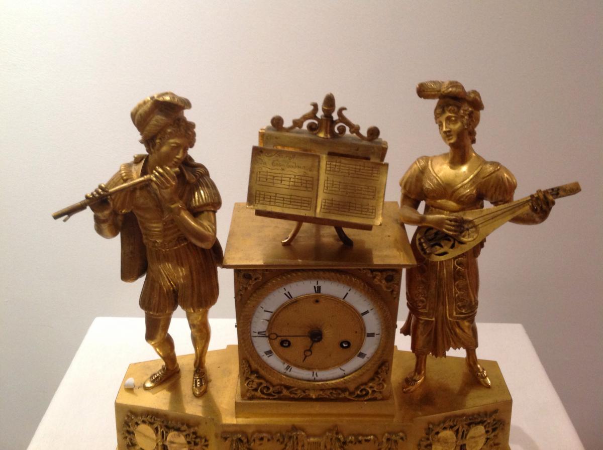 Large Gilt Bronze Clock Early XIX-photo-3