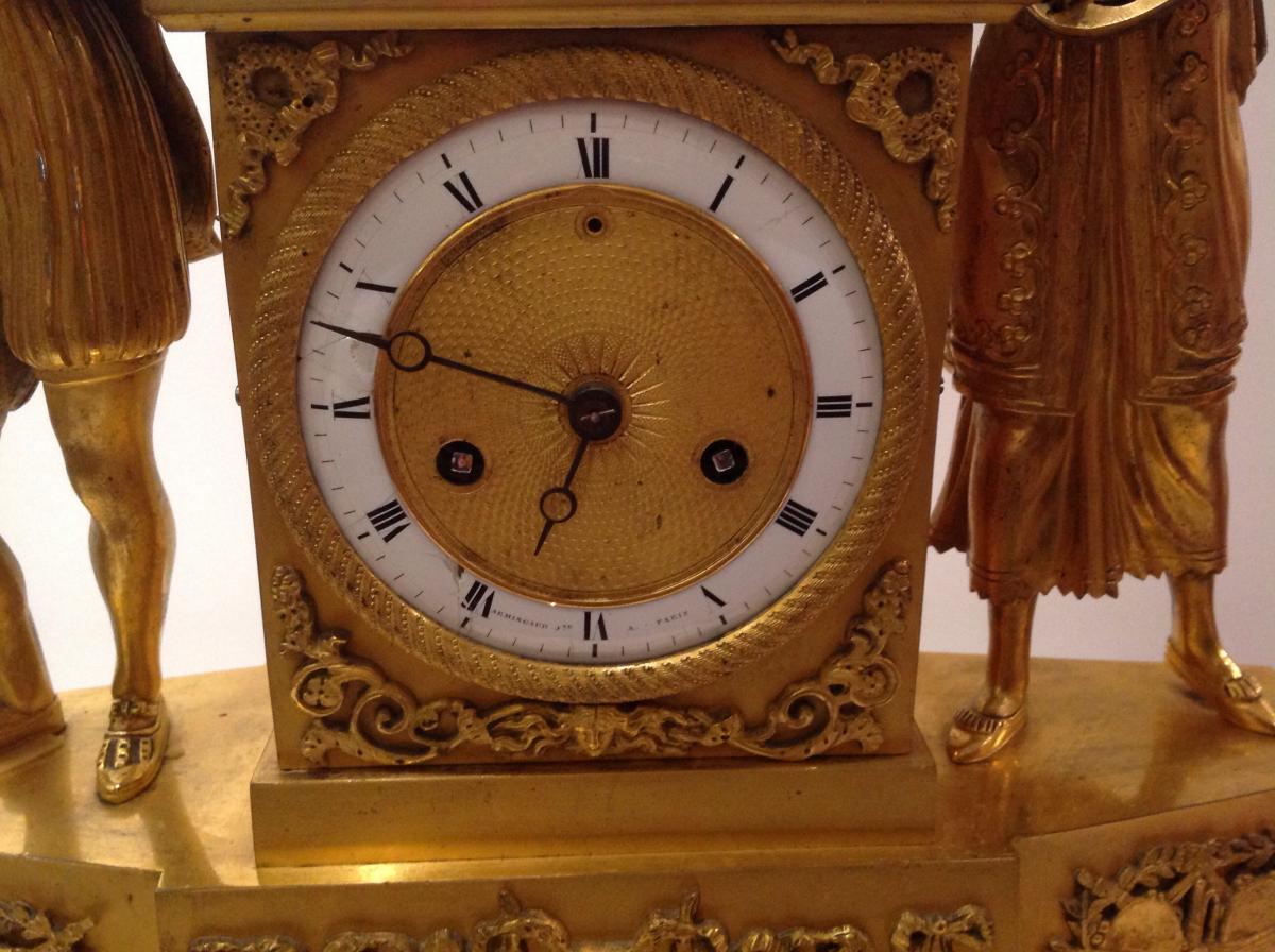 Grande Pendule En Bronze Doré Début XIX -photo-4