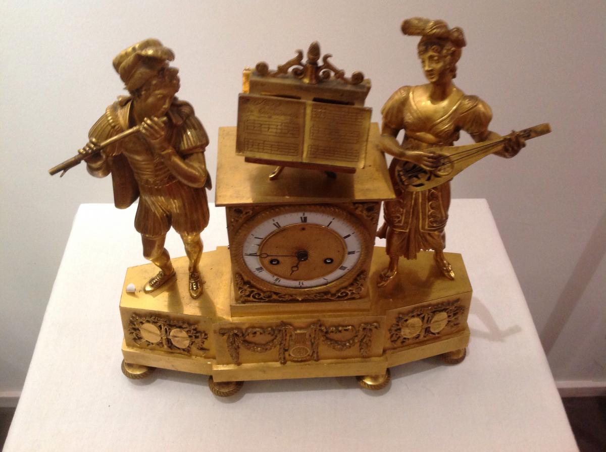 Grande Pendule En Bronze Doré Début XIX -photo-1