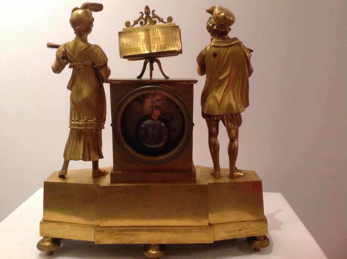 Grande Pendule En Bronze Doré Début XIX -photo-5