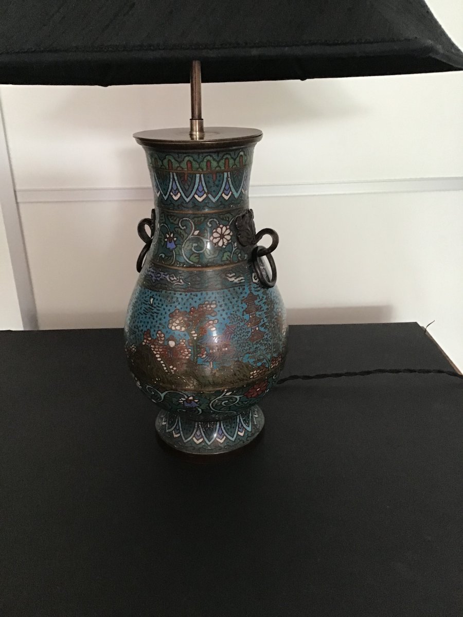 Chinese Bronze Cloisonne Lamp-photo-4