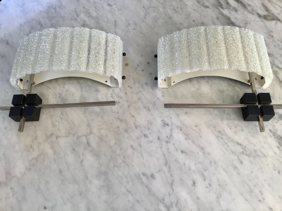 Pair Of Modernist Wall Lights 1950 Lunel Or Arlus?-photo-3