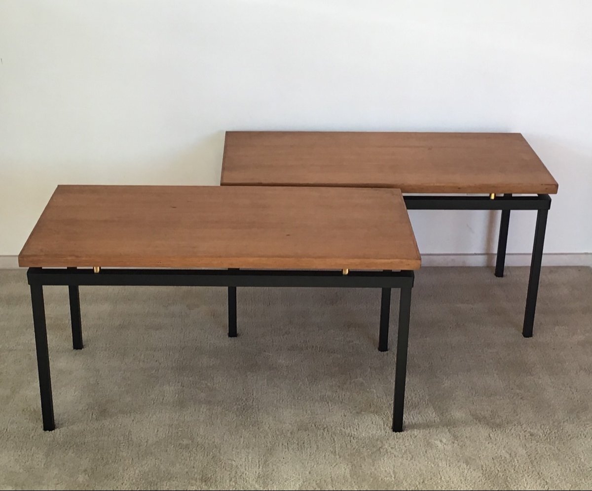 Pair Of Tubauto Levallois Tables 1950 Reconstruction-photo-1