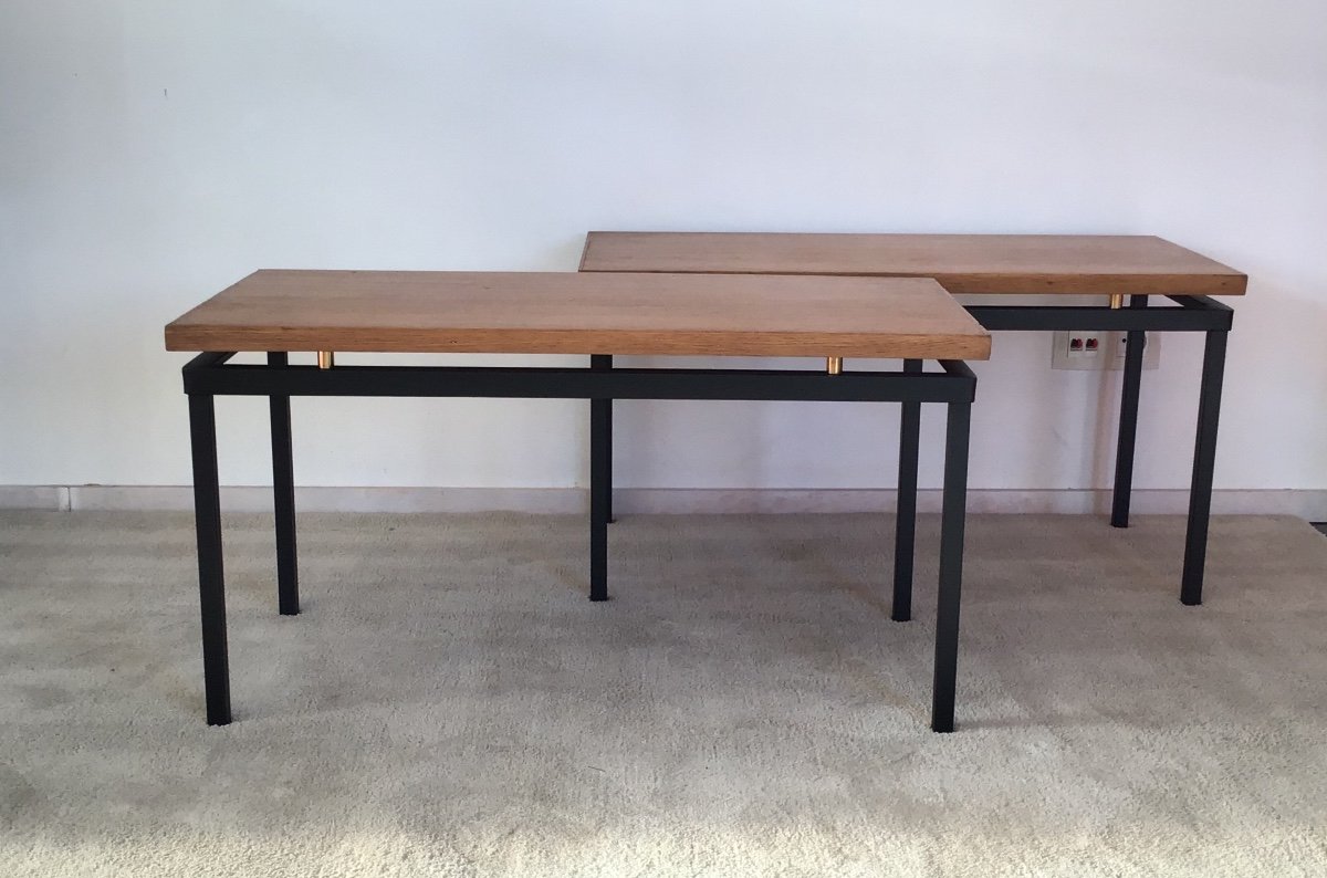 Pair Of Tubauto Levallois Tables 1950 Reconstruction