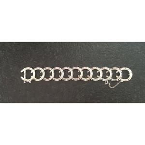 Vintage Silver Horseshoe Pattern Bracelet.