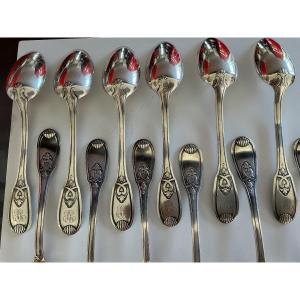 Set Of 12 Art Deco Silver-plated Cutlery Pieces