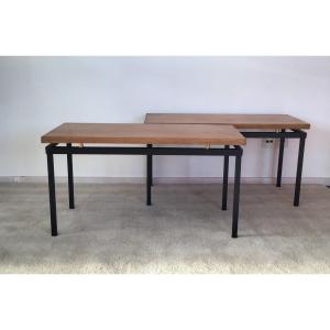 Pair Of Tubauto Levallois Tables 1950 Reconstruction