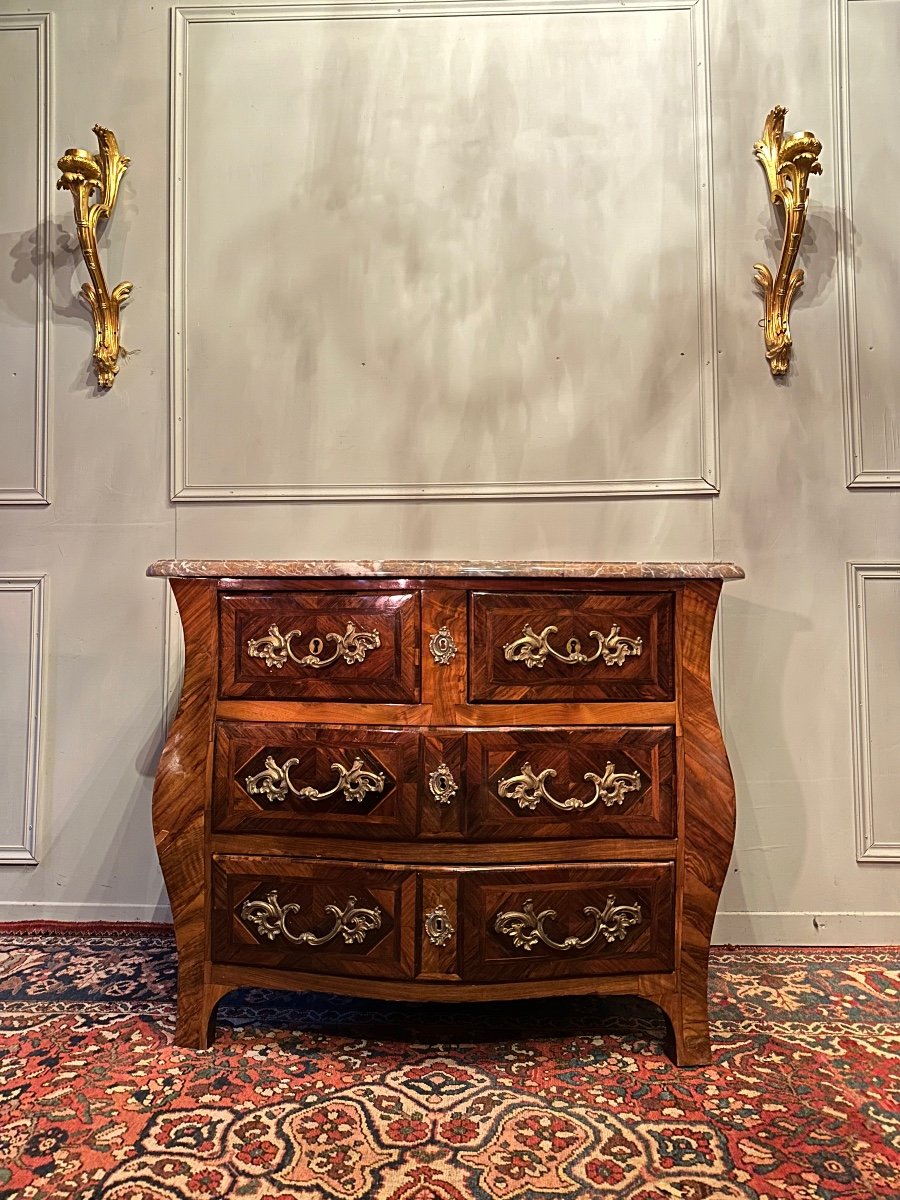 Commode Louis XV Galbée Toutes Faces, D’époque XVIII ème. -photo-5