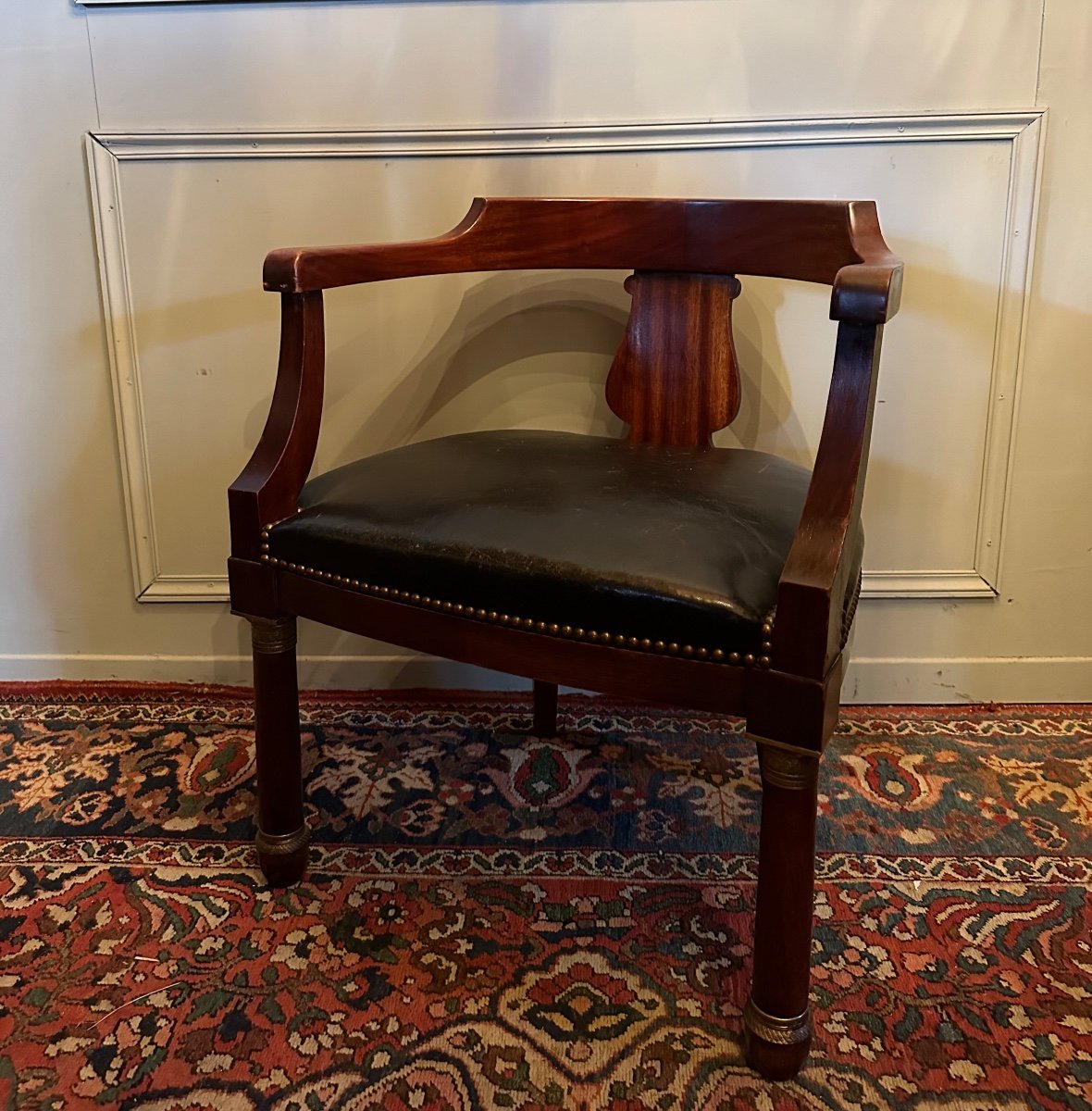 Office Armchair, Empire Style, Mahogany.