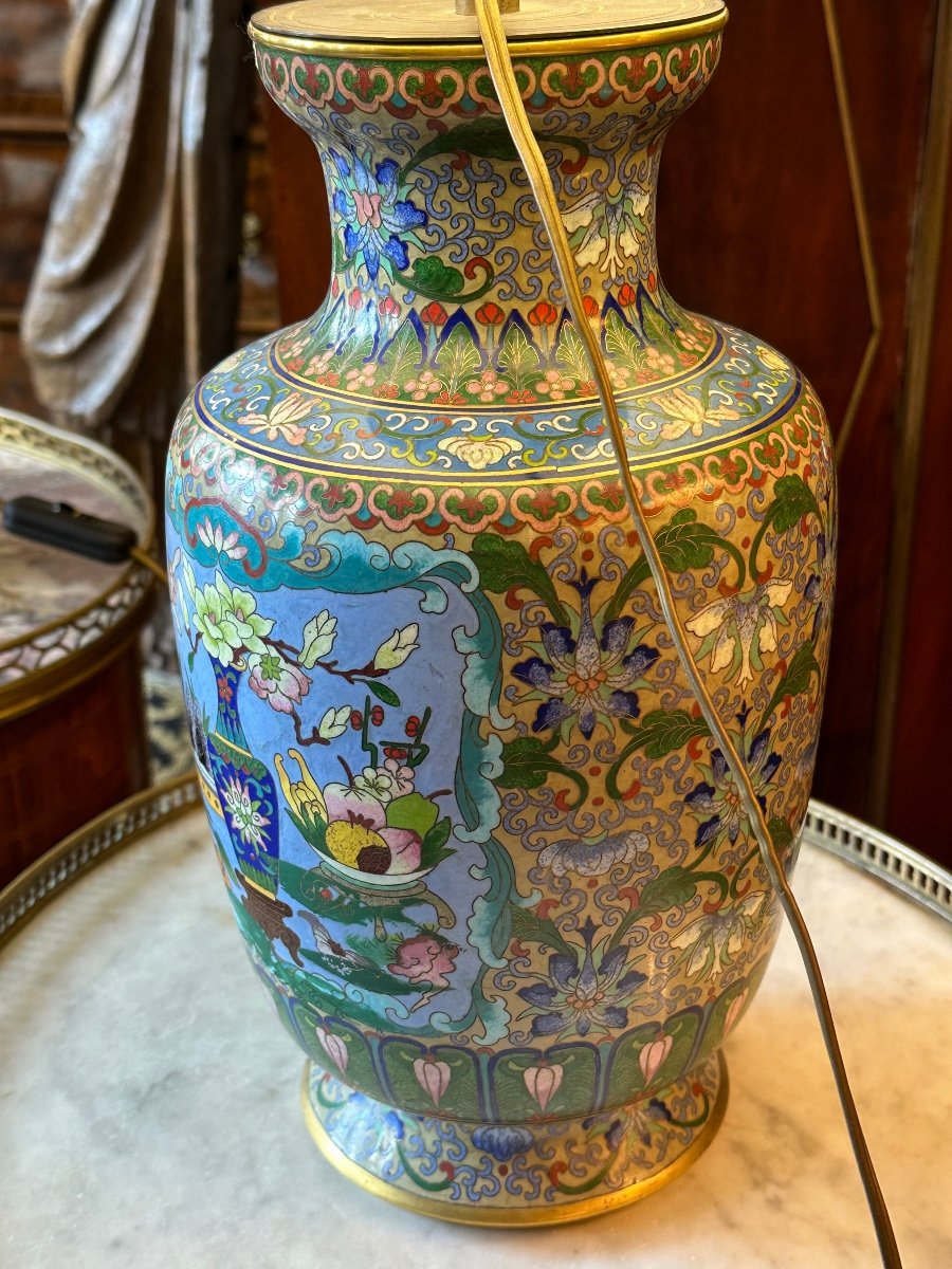 Lamp In Cloisonne China XX Th.-photo-4