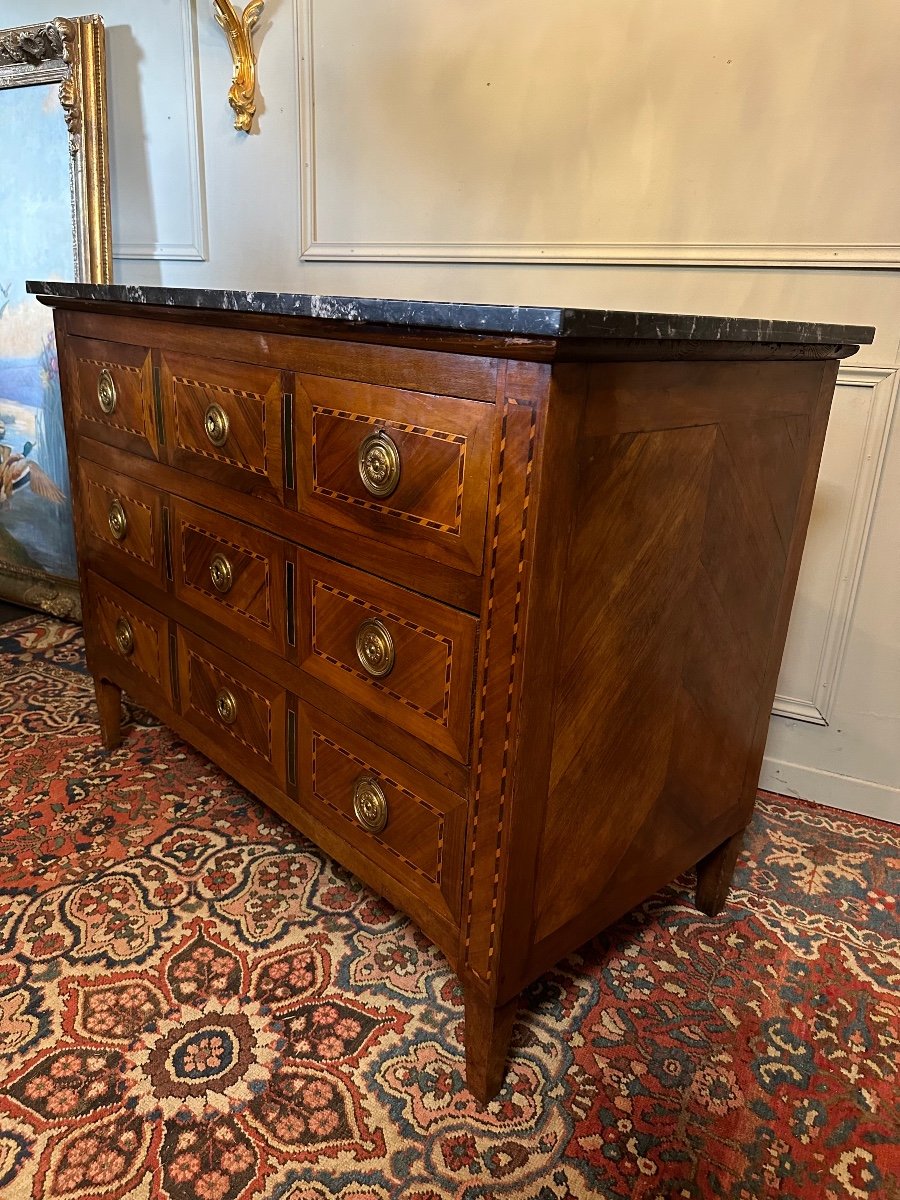 Louis XVI Commode From The XVIIIth Century, In Marquetry.-photo-4