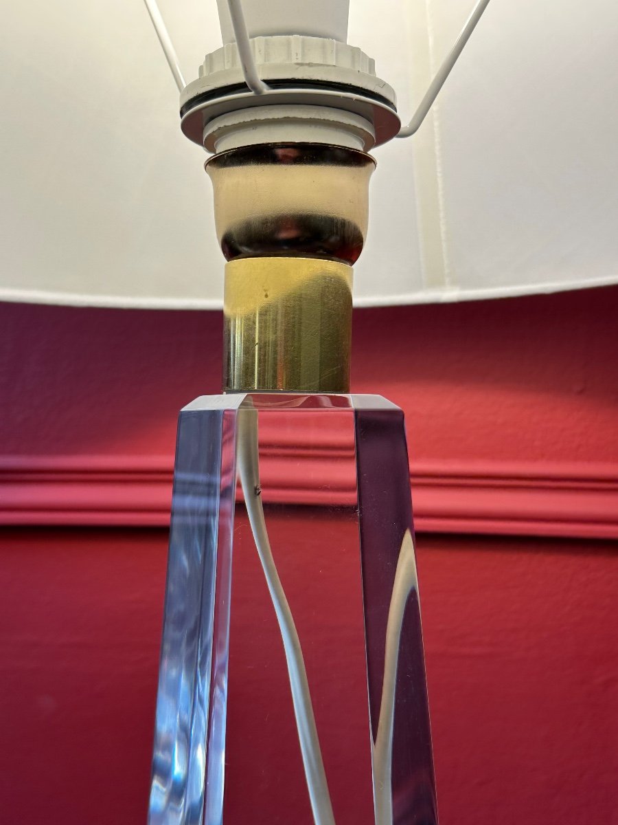 Lampe Obélisque En Altuglass Et Bronze Doré   1980’-photo-1