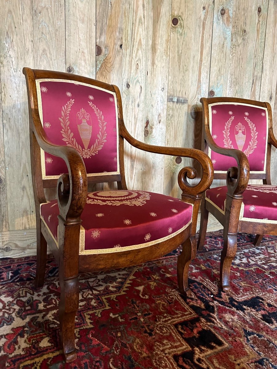Pair Of Restoration Period Armchairs In Mahogany.-photo-4