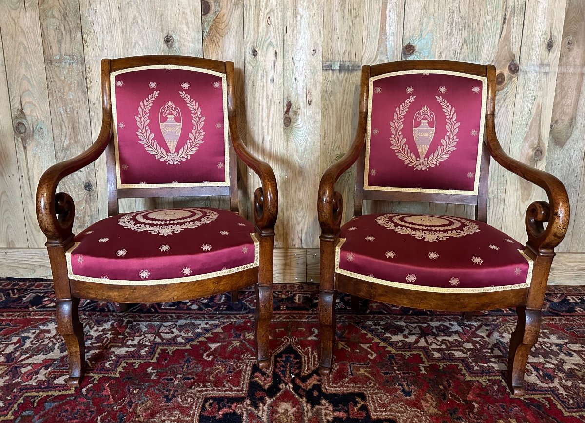 Pair Of Restoration Period Armchairs In Mahogany.