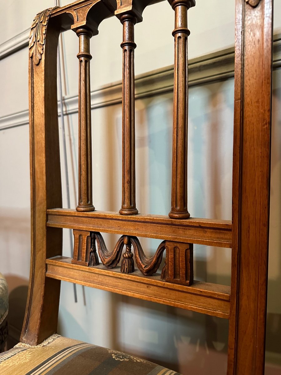 Pair Of Louis XVI Style Chairs In Walnut.-photo-1