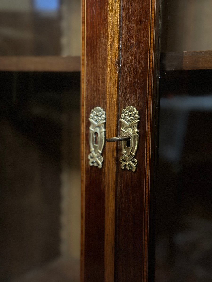 Pair Of Display Cases / Bookcases In Marquetry From The Late 19th Century. -photo-3