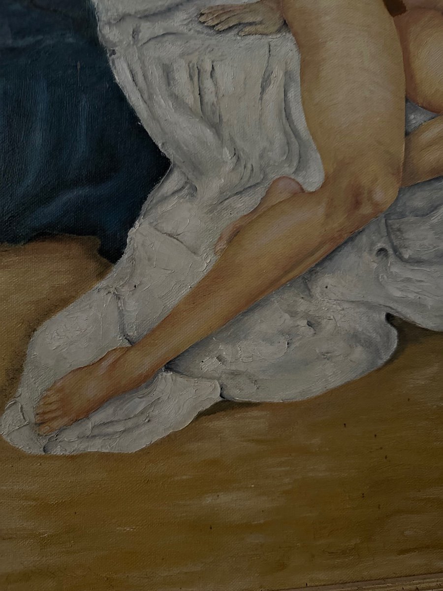 Huile Sur Toile Nu  «  La Femme Au Chignon » Signée A.gillet. -photo-2