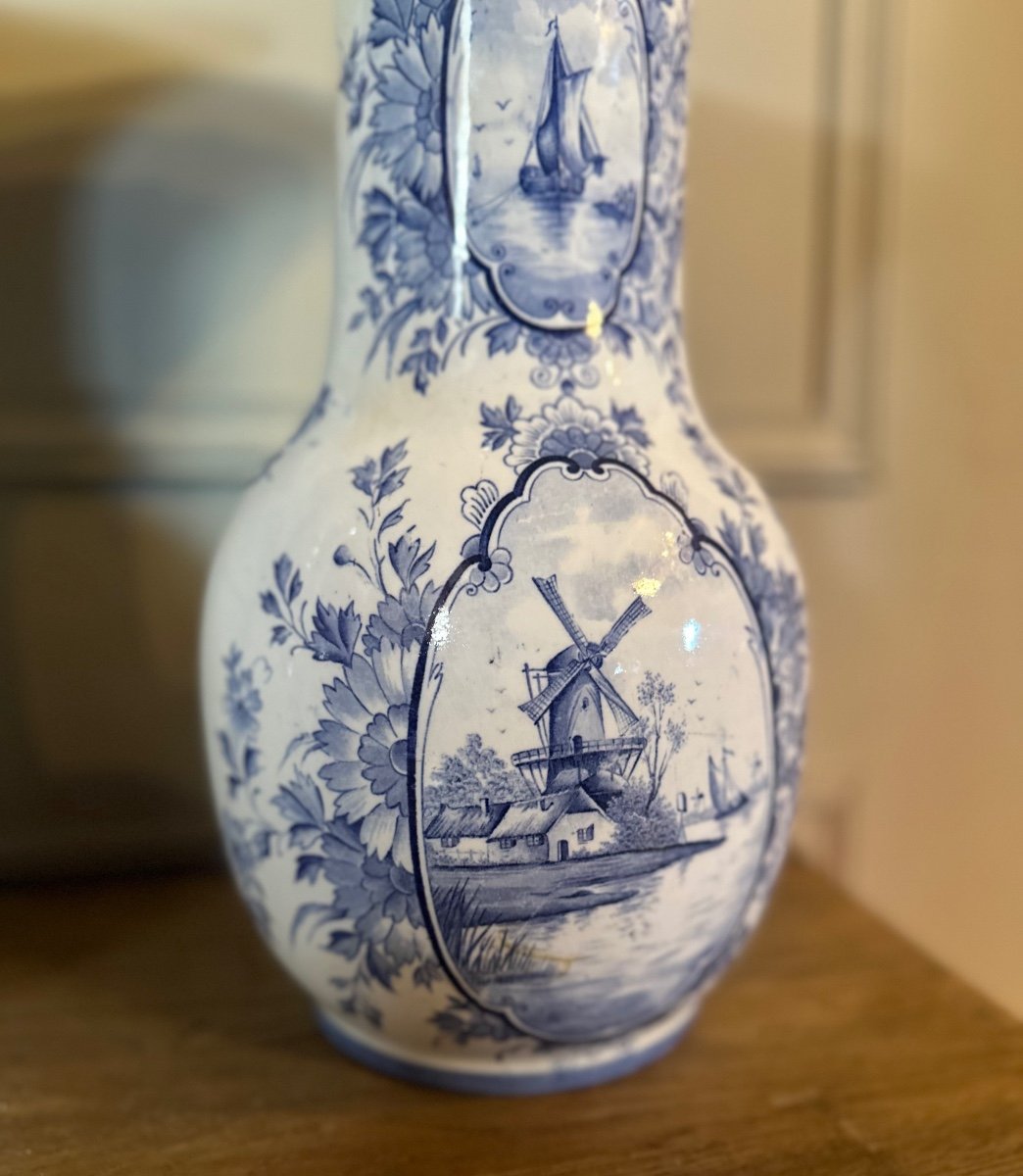Paire De Vases En Faïence De Delft. -photo-3