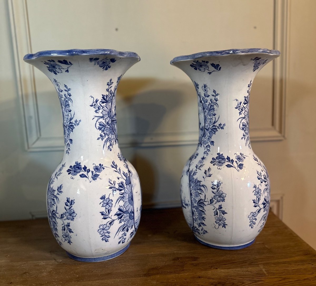 Paire De Vases En Faïence De Delft. -photo-6