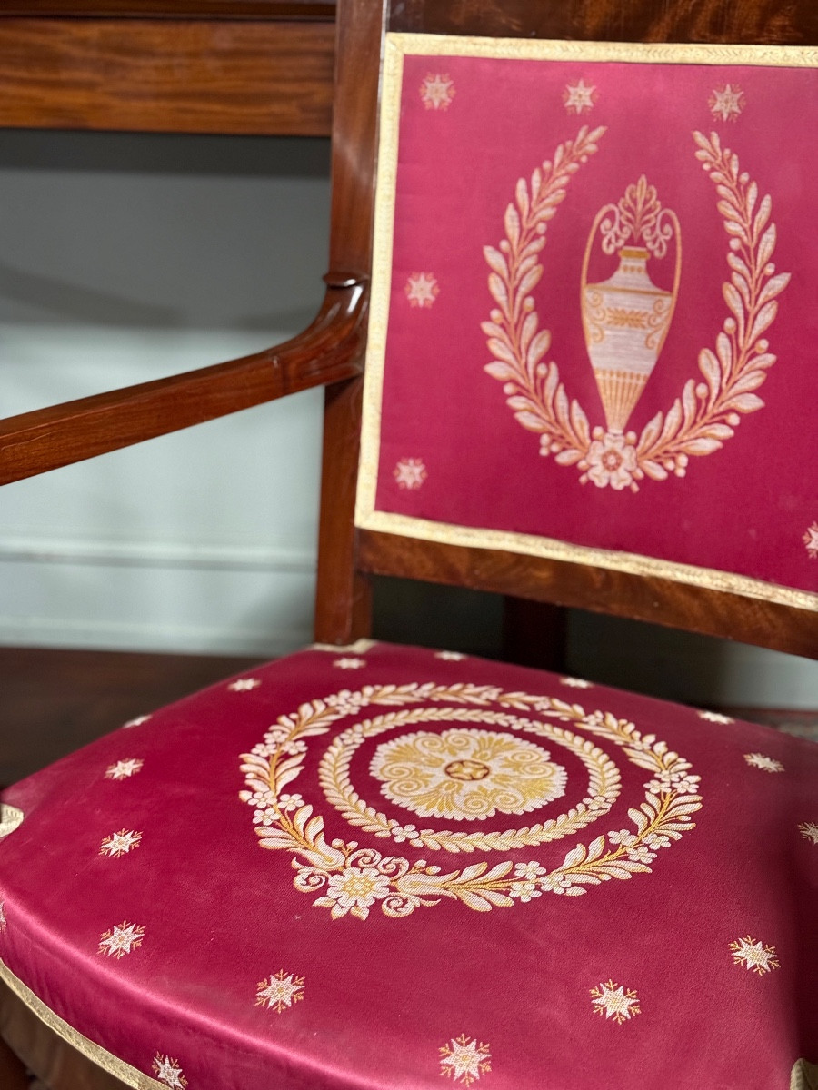Paire De Fauteuils De Style Empire  Retour d'Egypte , En Acajou. -photo-2