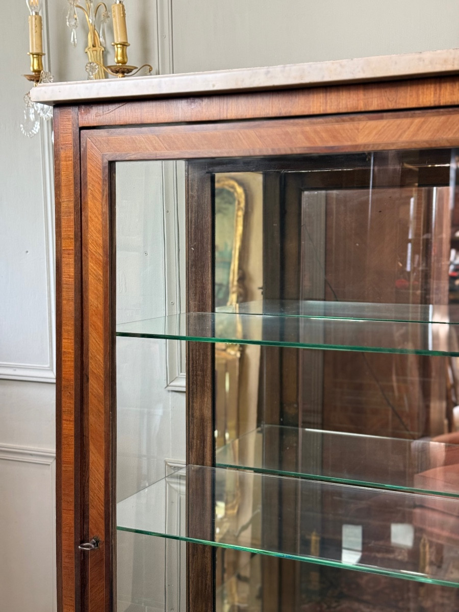 Louis XVI Style Marquetry Display Cabinet / Silver Cabinet. -photo-5