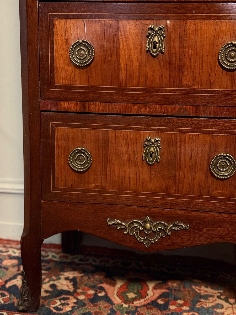 Louis XV - Louis XVI Period Chiffonier In Marquetry. -photo-4