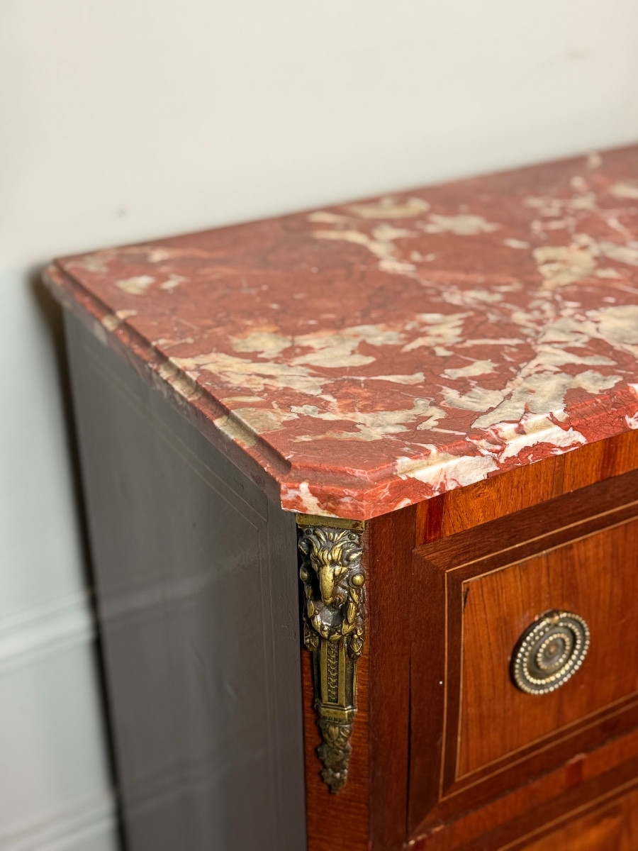 Louis XV - Louis XVI Period Chiffonier In Marquetry. -photo-3
