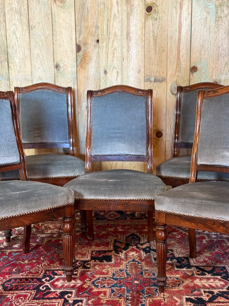 Set Of Five Louis-philippe Period Chairs In Rosewood. -photo-3
