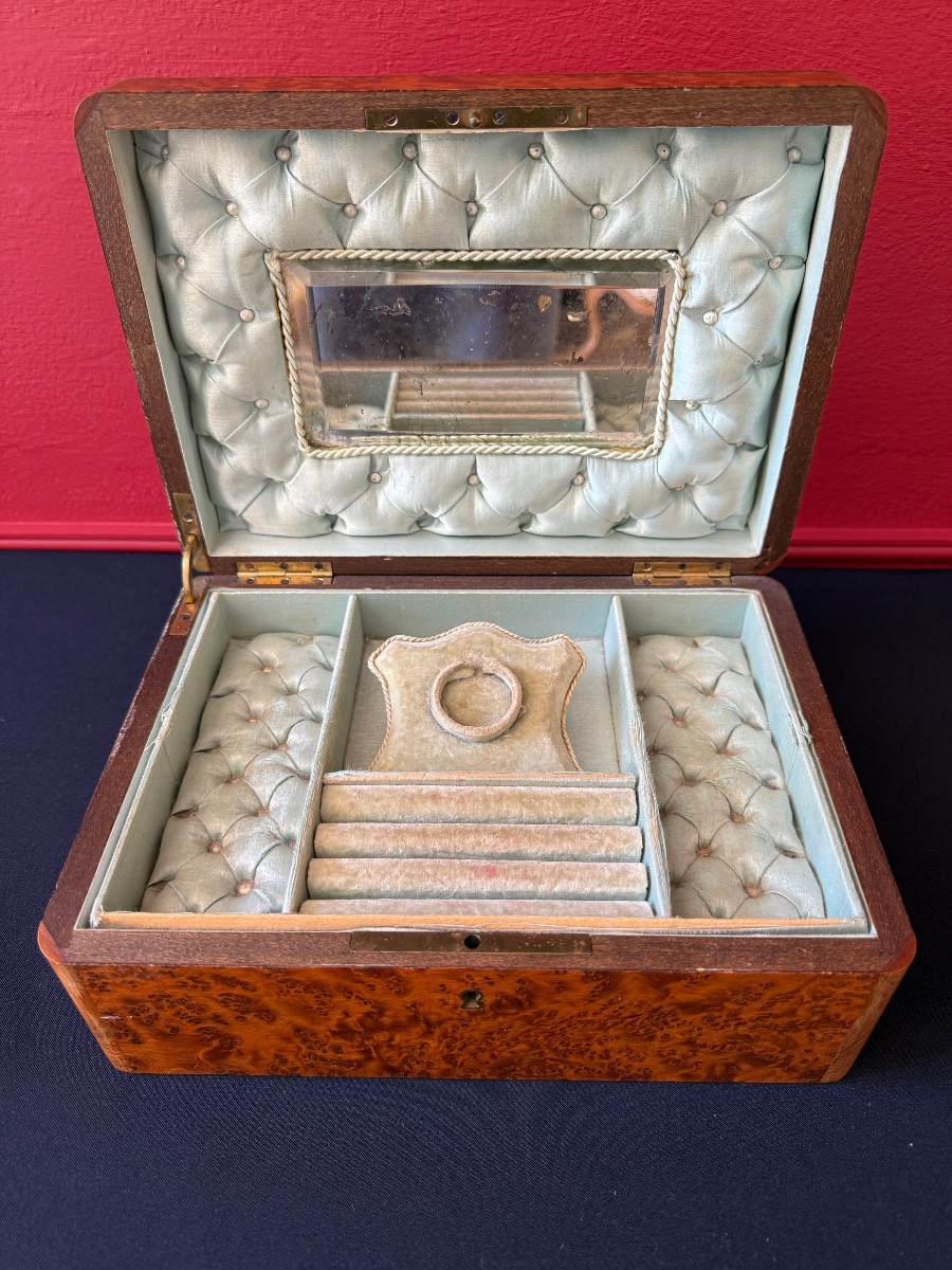 Coffret à bijoux d'époque Napoléon III en marqueterie. -photo-1