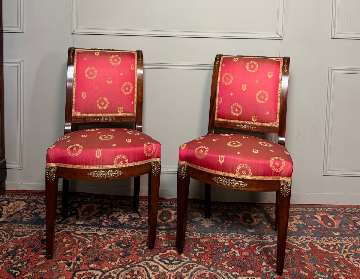 Pair Of Empire Style Mahogany Chairs. 