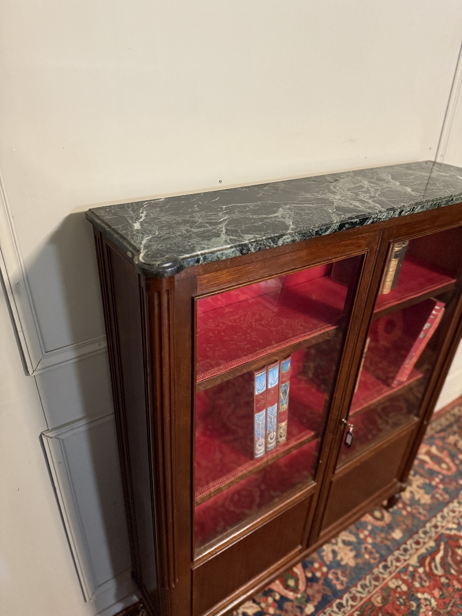Louis XVI Style Mahogany Display Cabinet / Bookcase. -photo-3