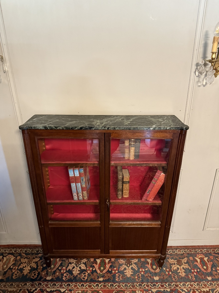 Louis XVI Style Mahogany Display Cabinet / Bookcase. -photo-4