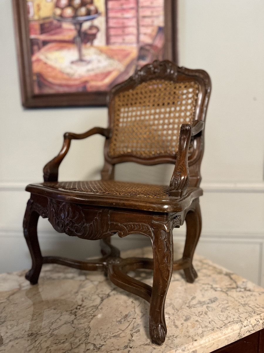 Regency Style Children's Armchair In Natural Wood. -photo-2