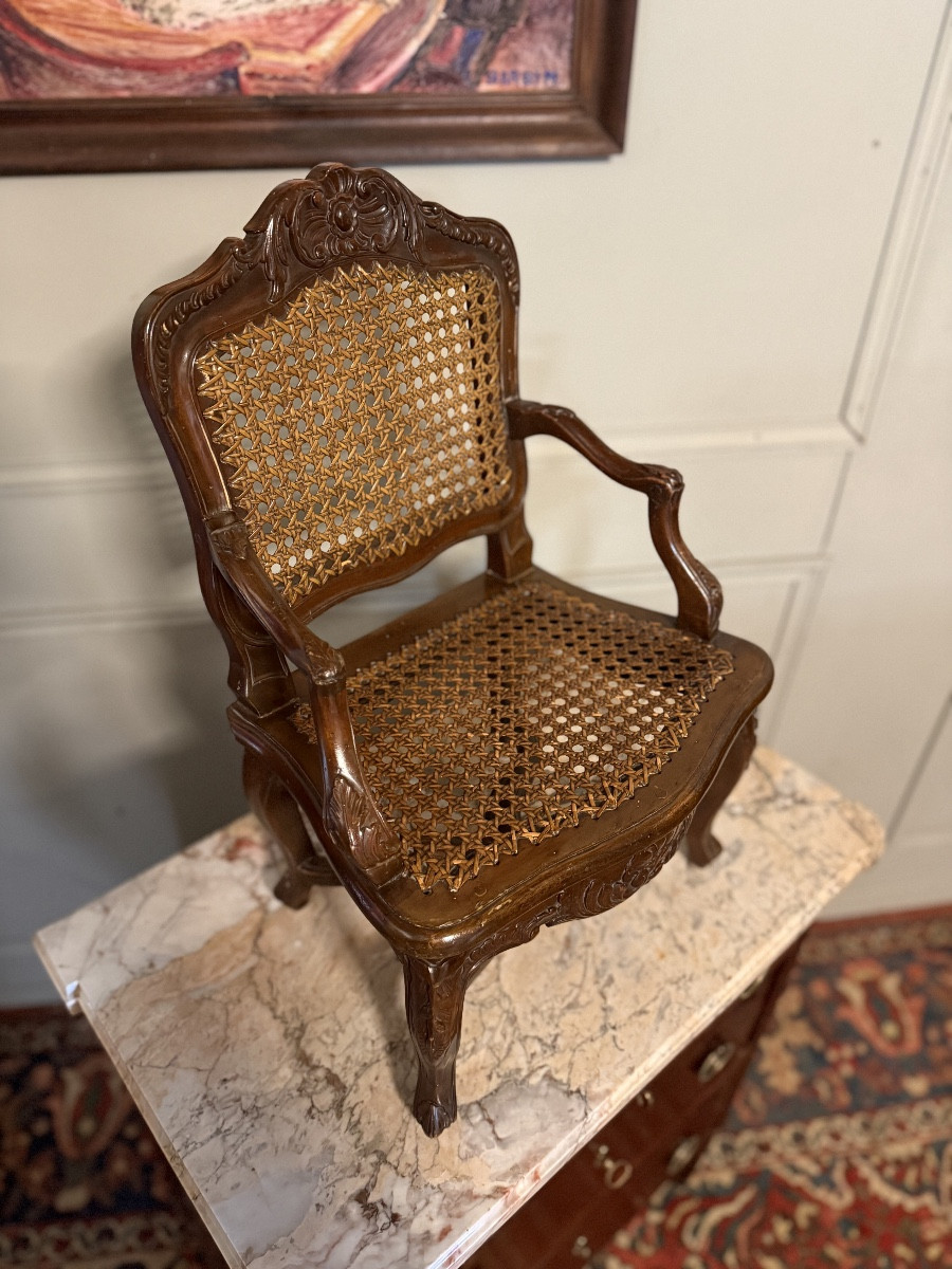 Regency Style Children's Armchair In Natural Wood. -photo-3