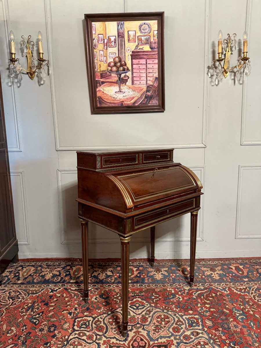 Bureau de pente de style Louis XVI en acajou. -photo-3