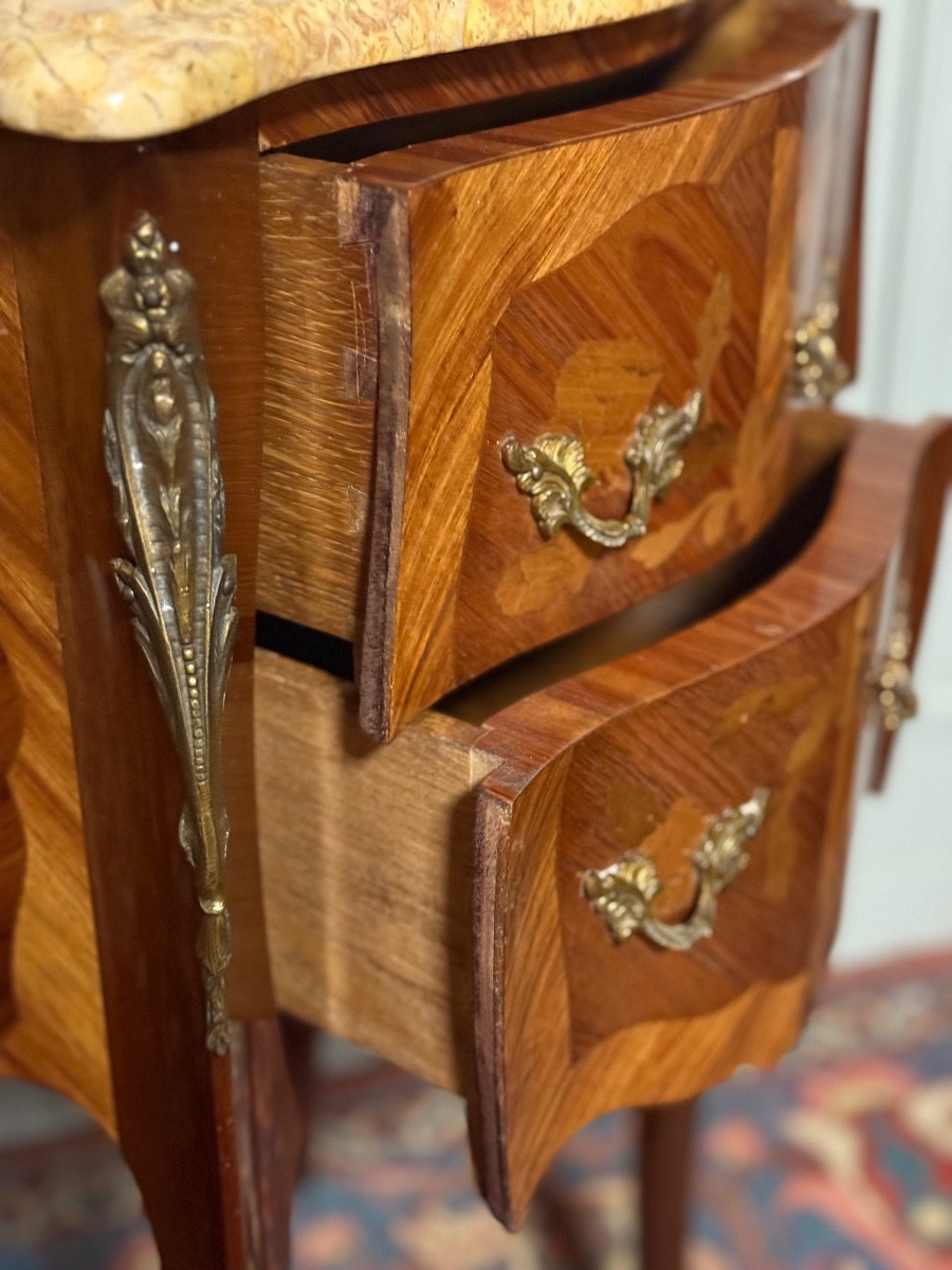 Pair Of Louis XV Style Marquetry Bedside Tables. -photo-4