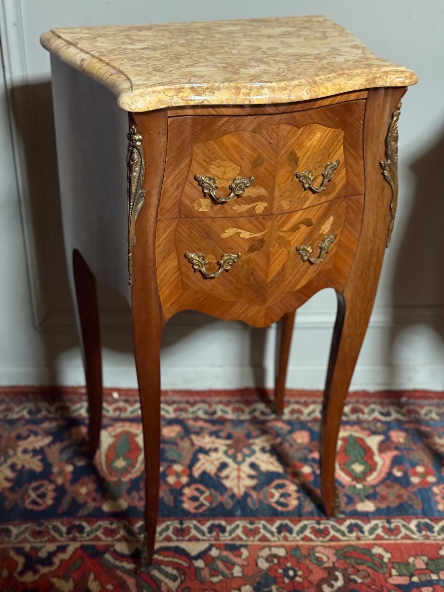 Pair Of Louis XV Style Marquetry Bedside Tables. -photo-3
