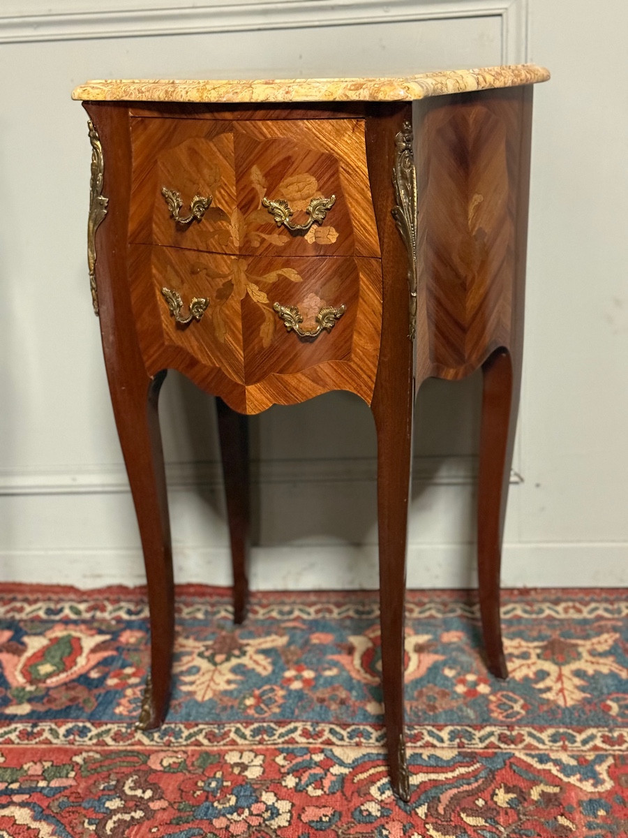 Pair Of Louis XV Style Marquetry Bedside Tables. -photo-4