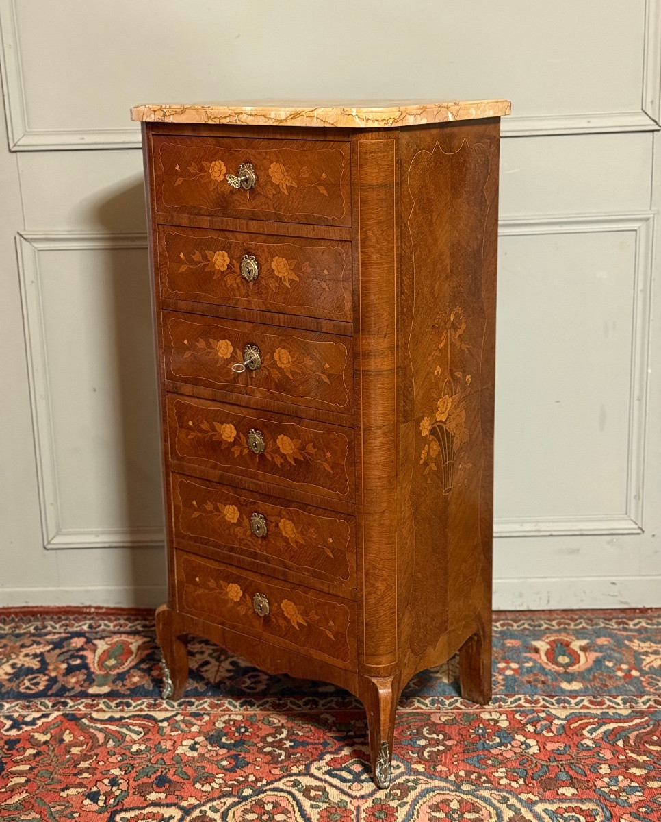 Transitional Style Chiffonier, In Marquetry. -photo-2